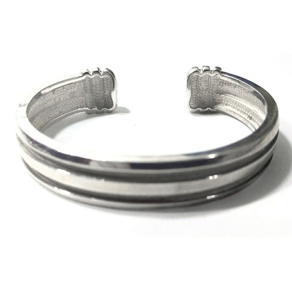 Vintage Art Deco Sterling Silver Heavy Cuff Bracelet - Picture 7 of 7